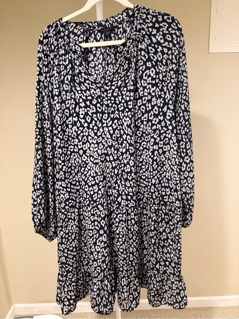 Banana Republic Factory Navy and White Printed Tunic Dress
